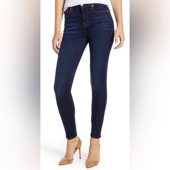7 For All Mankind “The Ankle Skinny” skinny jeans, dark wash, NWT, Size 32 - Picture 1 of 8